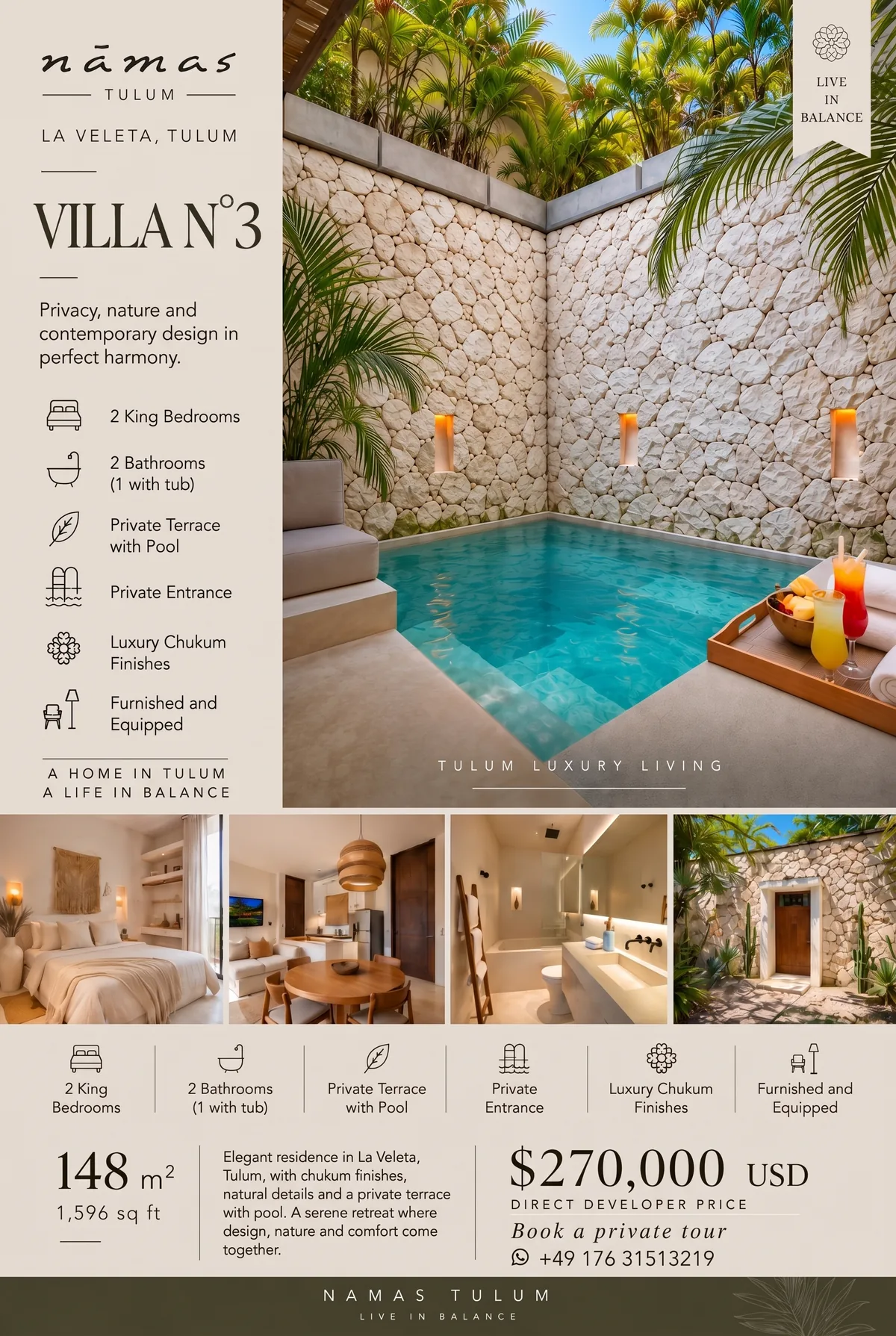 Villa N°3 flyer with facts and price